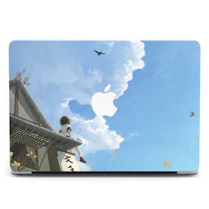 Funda de plástico rígido con diseño de chica anime en el techo y cielo nublado para MacBook M4 Pro Air M4 Air M2 Pro 14 16 2023 Retina Shell Cover Funda protectora