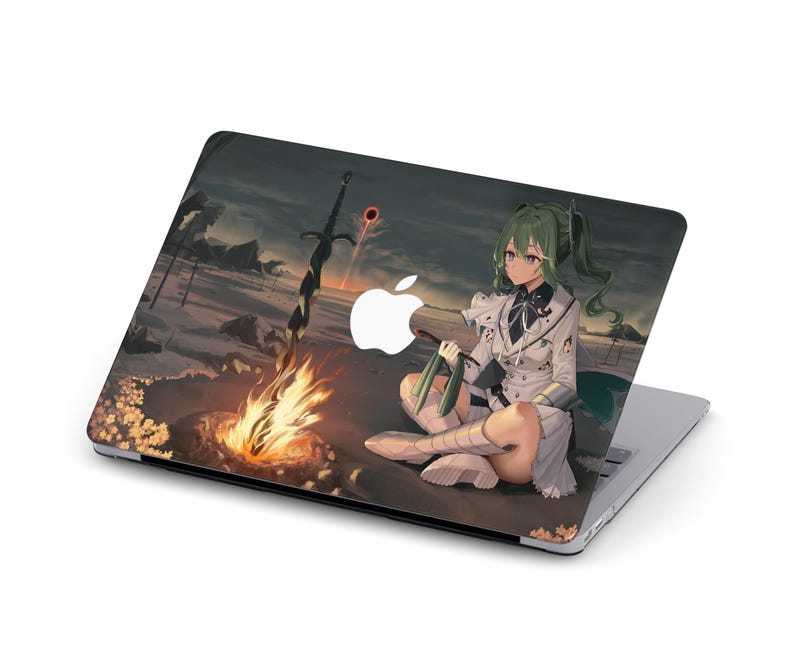 Dark Souls Bonfire Anime Girl Wasteland Sunset MacBook Pro M4 15 16 ...