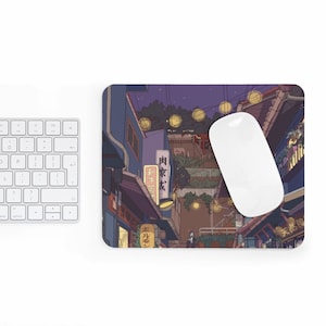 Anime Mouse Mat Japansese Street Mouse Mat Spirit Lights Mouse Pad Office Periphernalia Neoprene Mouse Cover