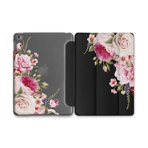 Floral Wild Roses Flowers Combined Clear iPad Case Cover iPad 10.9 Case Smart Cover for Apple iPad Air 3 Back Cover 11 2022 Flip Case