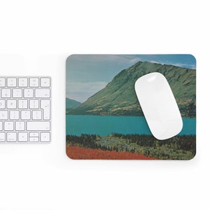 Fjord View Mousemat Blue Lagoon Print Mouse Pad Mountian Scape Mouspad Neoprene Green Mountain Mouse Mat Anti Slip Back Cover