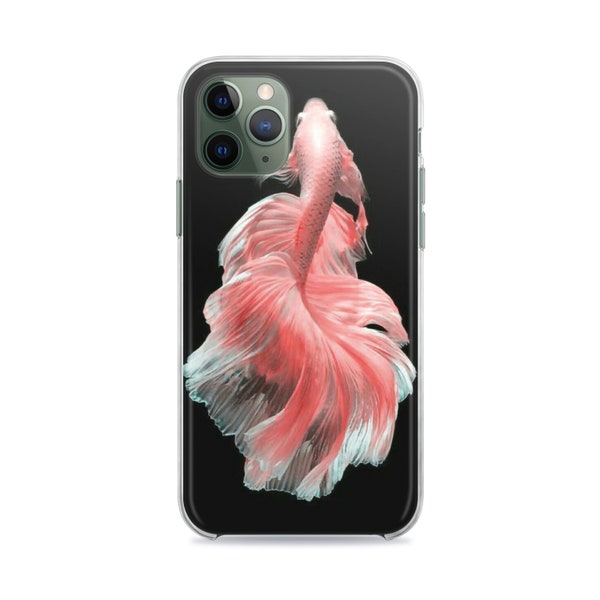 Pink Dancing Fish iPhone X 11 12 Pro Max Case Silicone Cover Google Pixel 3 4 5 XL Plastic Case Aqua Photo Design Samsung S23 Note S20 S21