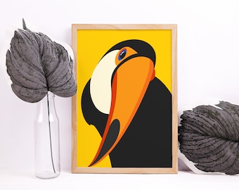 Bird Toucan Paint By Numbers Digital Art Beautiful Bird PBN Exotic Bird Art Printable Painting Colorful Toucan DIY Painting