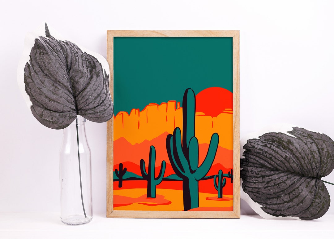 Mexican Cactus Paint by Numbers Digital Art Colorful Desert Etsy