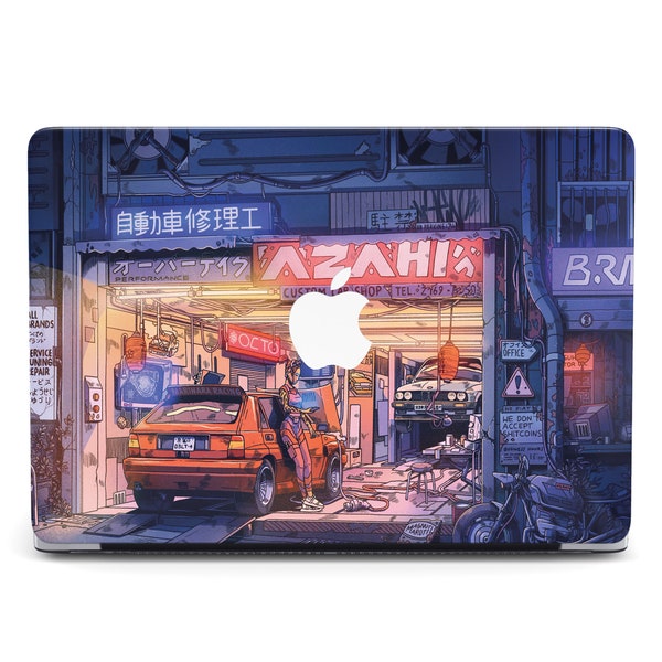 Cyberpunk Garage Futuristic Car Clear Design Plastic Hard Case Cover MacBook M4 Pro Air M4 2025 Air M2 Pro 14 16 2023 Retina Case Cover