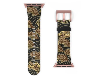 Golden Dragon Apple Watch Strap 38mm iWatch Band Traditional Japanese Style Apple Watchband 42mm Designer Item To Gift KB00728_26