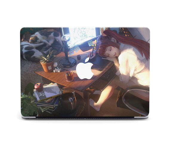 Anime MacBook Case Pro 16 15 Designer Gift Sleeping in Front of