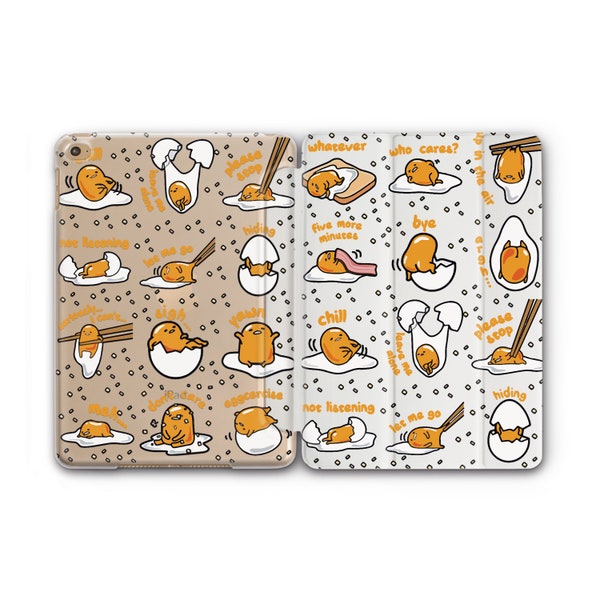 Protective Case Funny Eggs Anime Gudetama Case Cover iPad Hard Case Stand Air 3 4  iPad 10.5 10.9 11 9.7 Flip Case