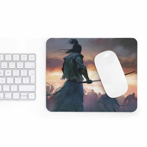Samurai Path Mouse Mat Cool Print Mouse Pad Japanese Warrior Mousemat Print Anime Mousepad For Home With Anti-Slip Cover