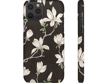 Pink Flowers On Black Art Design iPhone XR Case iPhone 8 plus Case iPhone 11 Pro Case Floral Case For Samsung S10 Galaxy Case Note 10 Case