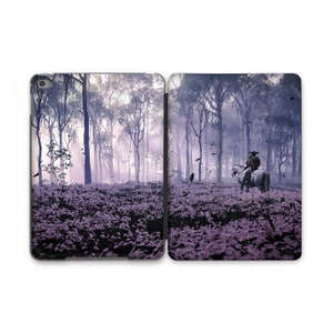 Samurai iPad Pro 12.9 202 Case iPad Air 4 Cover Protection Japanese Knight Purple Woods Print iPad Mini 4 5 Case Durable iPad Pro 9.7 10.5