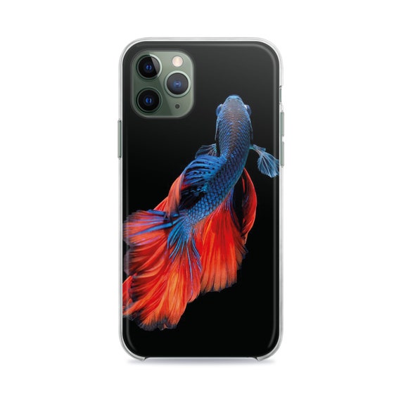 Siamese Fighter Fish Print iPhone 12 14 Pro Max Silicone Case Pixel 3 4 5  XL A Models Japanese Fish Photo Dancing in Water Samsung S20 S21 