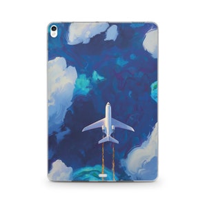 Blue iPad Air 4 Case Cartoon Print iPad Pro 12.9 11 Case Durable Silicone Back Protection Airpane Design iPad 10.5 10.9 Case Clouds Pattern