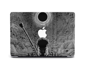 Epic Anime méchant impression Macbook Pro 16 15 M4 coque Durable Anime old school épéiste Macbook Air M4 M2 coque rouge combattant action pose manches