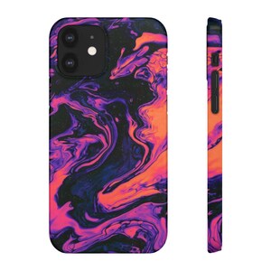 Glossy iPhone X Case Neon Pink Oil Saturated Colors Phone Case For Galaxy s20 s22 Ultra Edge Glossy iPhone 7 Plus Case Viscous Fluid Pattern