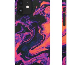 Glossy iPhone X Case Neon Pink Oil Saturated Colors Phone Case For Galaxy s20 s22 Ultra Edge Glossy iPhone 7 Plus Case Viscous Fluid Pattern