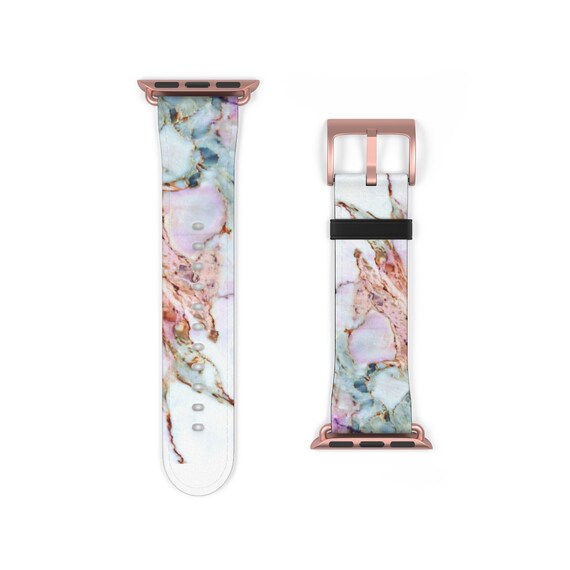 Marble Apple Watch Band Women Apple Iwatch Strap 38mm 40mm 42mm 44mm Leather Watch Strap Pink Marble Geometric Abstract Art LLC18 Etsy Australia