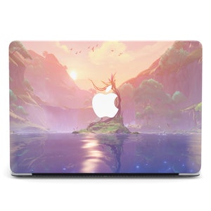 Anime Fun Art MacBook M4 Air M4 M2 Case Country Side Lake Tree MacBook Pro 15 16 2021 Cover Purple Anime Style Pro 14 Screen Protection