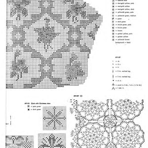 Puede incluir: Un patr&oacute;n de punto de cruz en blanco y negro para una estrella de Navidad. El patr&oacute;n incluye instrucciones para trabajar los puntos y una clave de color para verde claro y verde oscuro.