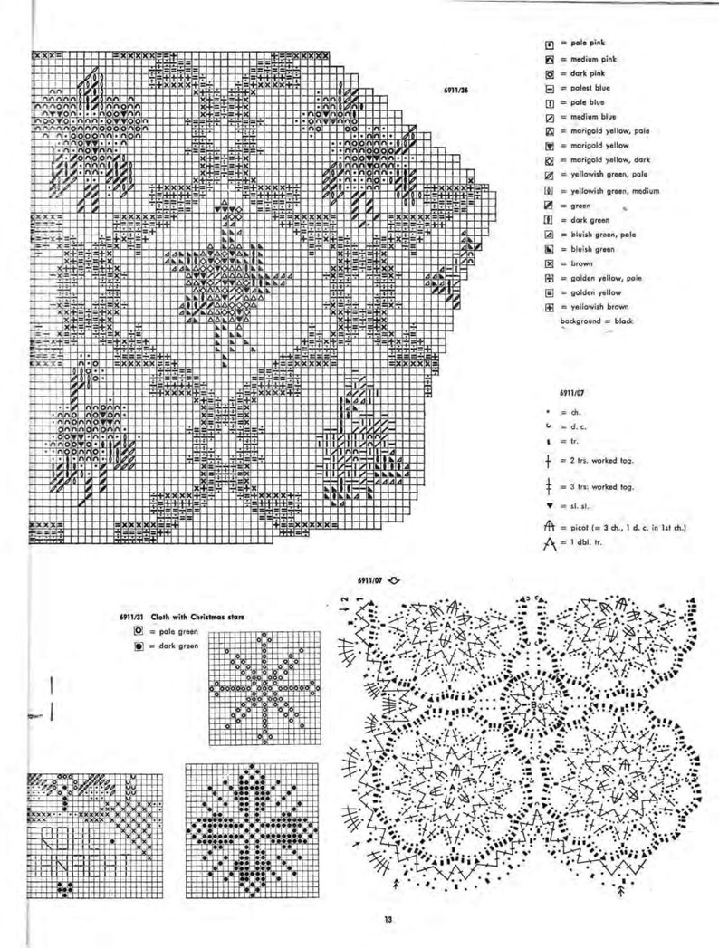 Puede incluir: Un patr&oacute;n de punto de cruz en blanco y negro para una estrella de Navidad. El patr&oacute;n incluye instrucciones para trabajar los puntos y una clave de color para verde claro y verde oscuro.