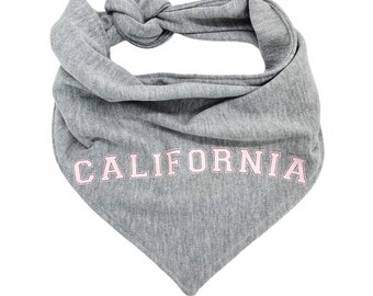 Hometown Collection Dog Bandana//Dog Bandana/Dog Accessories/Reversible Bandana/Hometown/City/State/Sweatshirt/Varsity/Sporty/Preppy/Gray