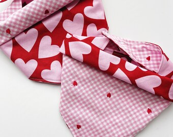 Hearts and Gingham Valentine’s Day Reversible Dog Bandana/Bandana/Dog Accessories/Reversible Bandana/Love/Anti Valentine/Red