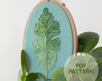 Free Embroidery Pattern | Oak leaf embroidery pattern | summer embroidery