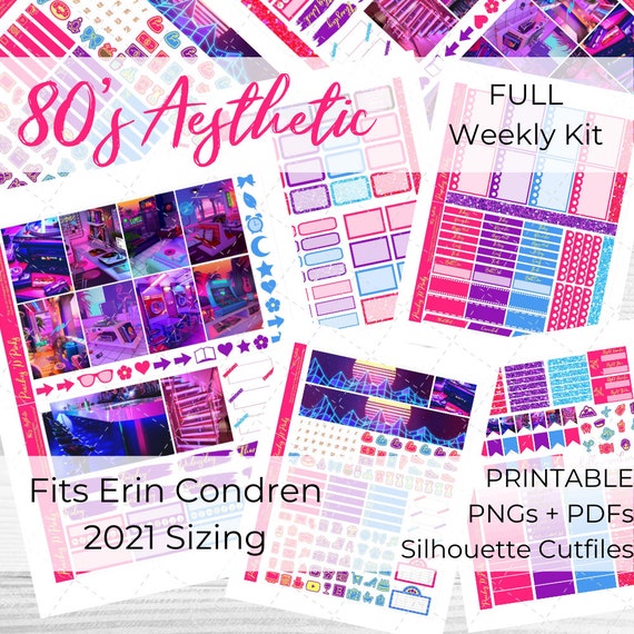 Snowy Hygge 2021 Erin Condren Vertical Weekly Photo Kit Printable Planner Stickers with Silhouette Cut files