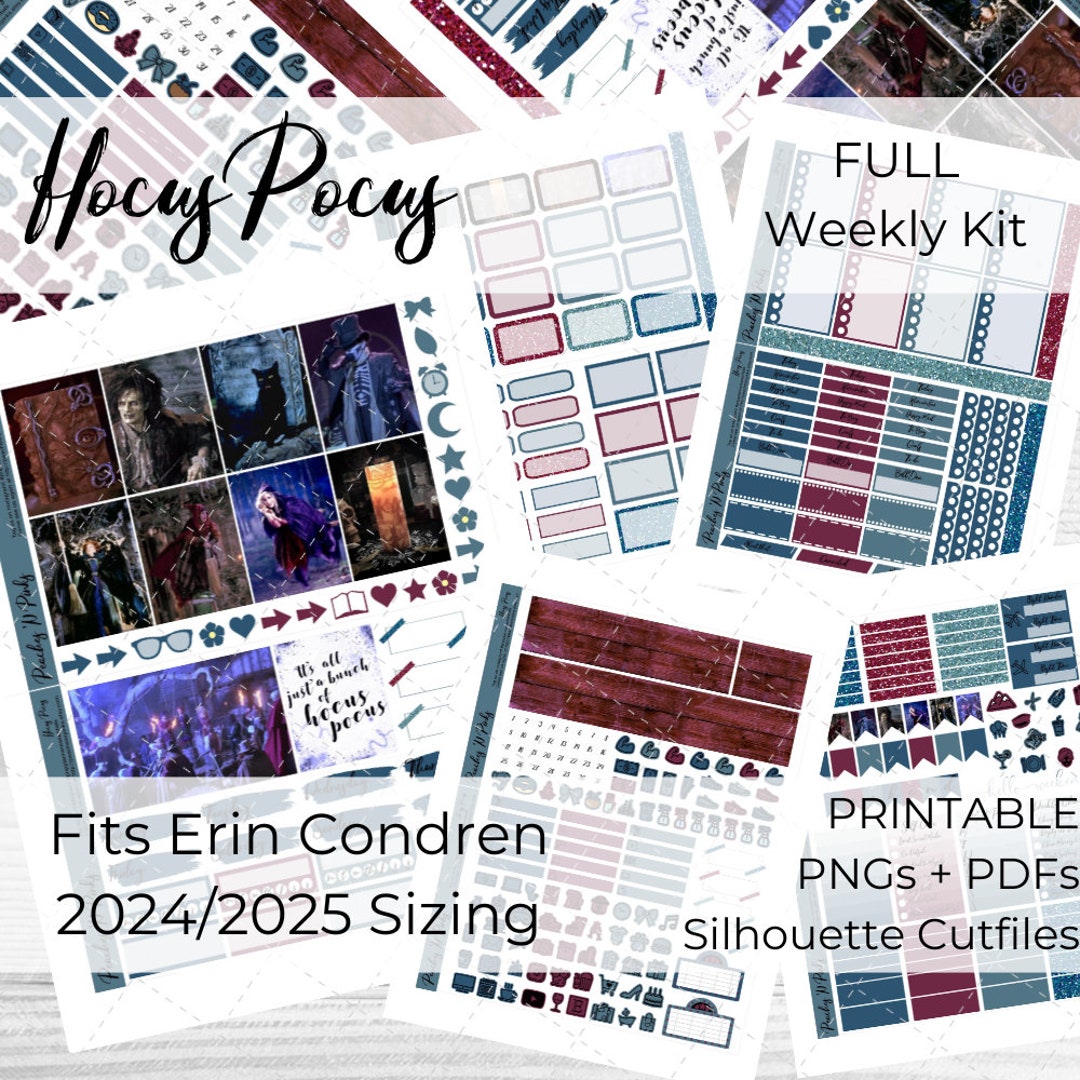 Hocus Pocus 2024-2025 Erin Condren Vertical Weekly Photo Kit Printable ...
