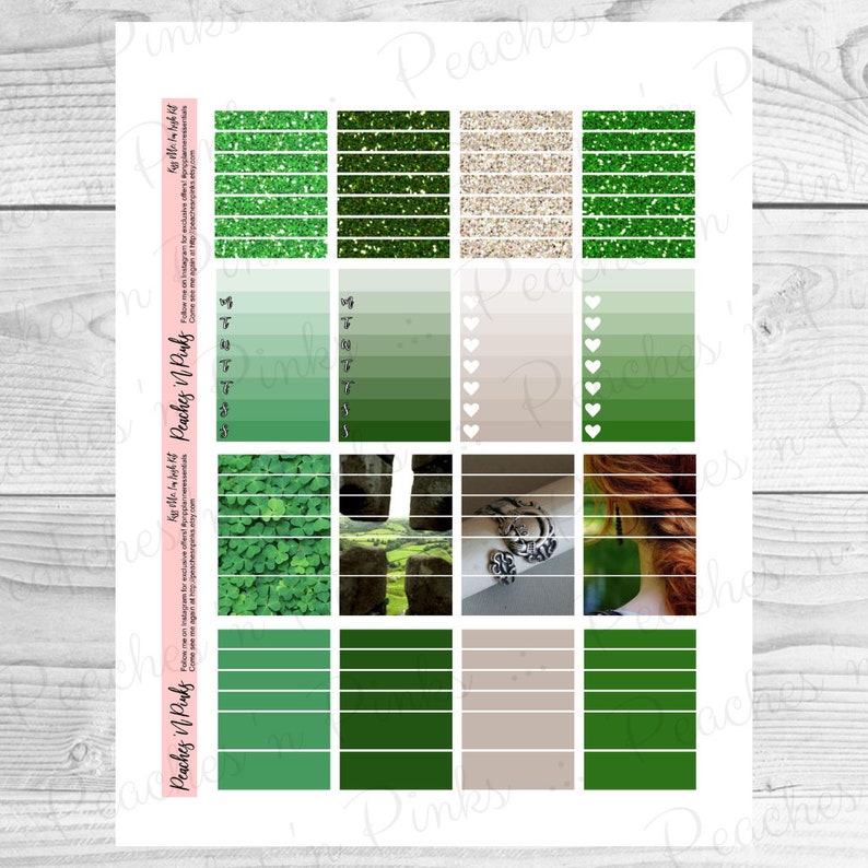 Kiss Me Includes Offset Bleed I/'m Irish Erin Condren Vertical Weekly Photo Kit Printable Planner Stickers with Silhouette Cut files