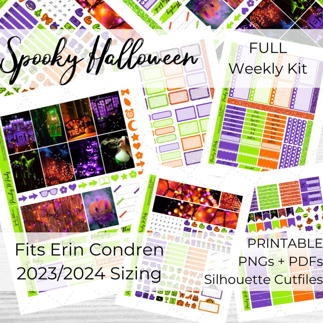 Spooky Halloween 2023-2024 Erin Condren Vertical Weekly Photo Kit ...