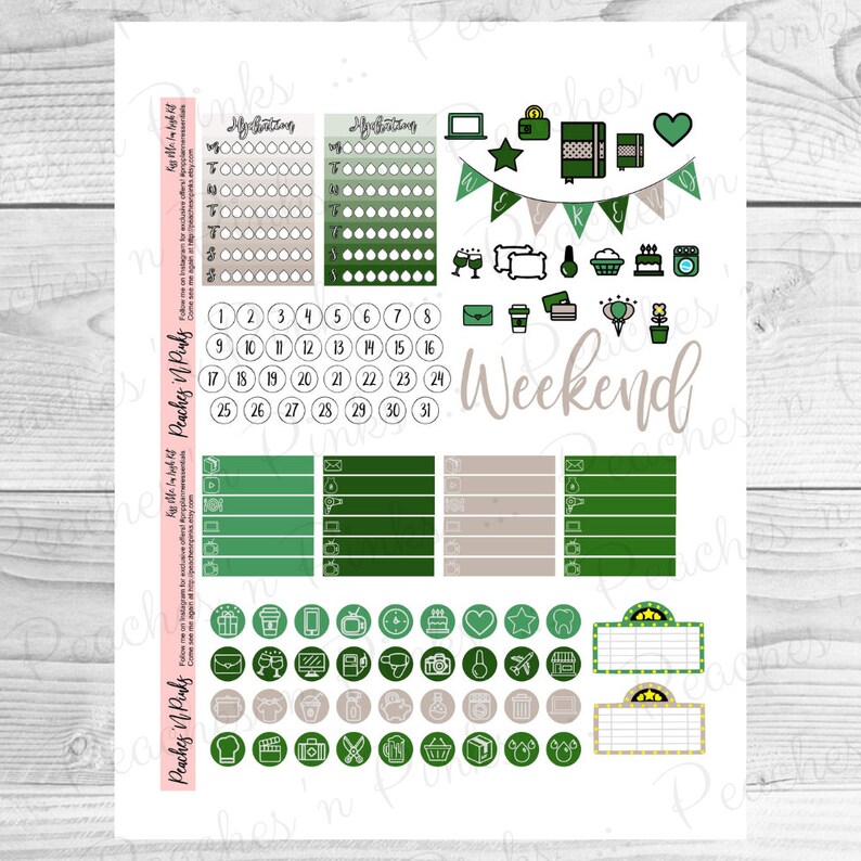 Kiss Me Includes Offset Bleed I/'m Irish Erin Condren Vertical Weekly Photo Kit Printable Planner Stickers with Silhouette Cut files