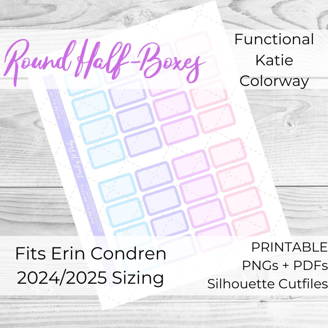 Round Half-boxes Katie Colorway 2024/2025 Erin Condren Vertical ...