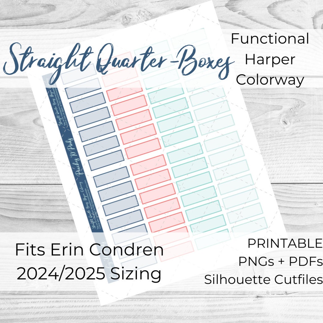 Straight Quarter Boxes Harper Colorway 2024/2025 Erin Condren Vertical ...