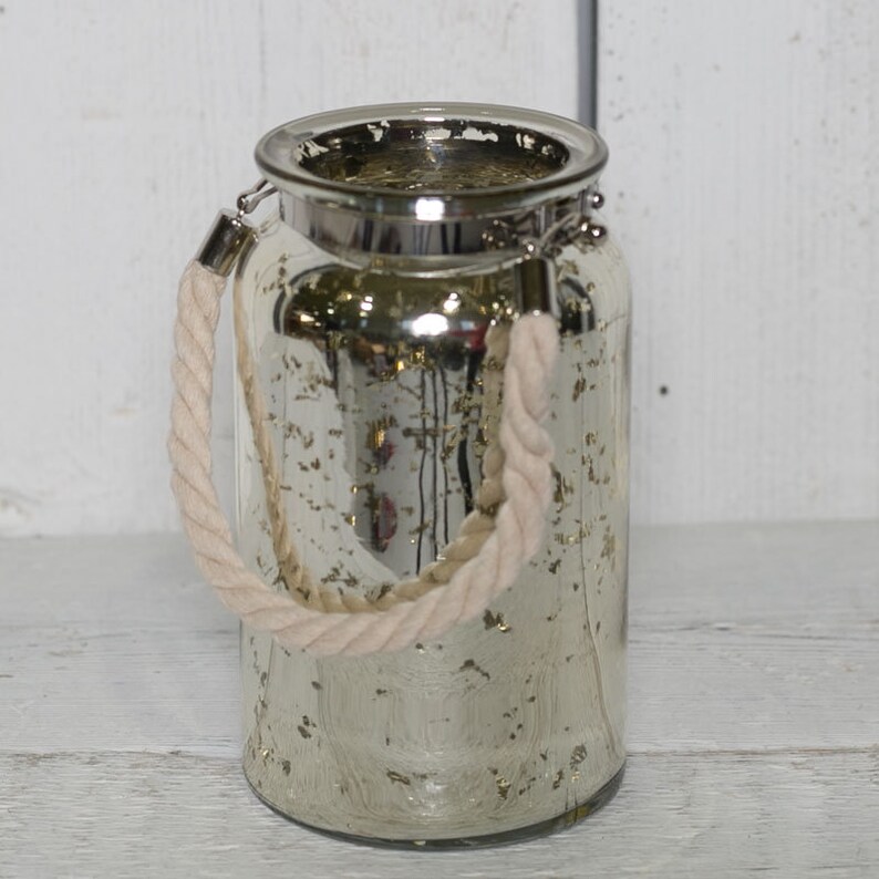 Mercury Glass Vase with Rope Handle Etsy