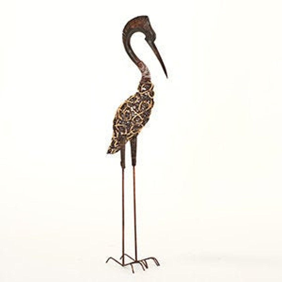 Metal Garden Heron Bird Ornament Etsy