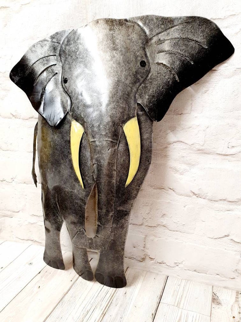 Elephant Painted Strong Metal Garden Wall Art | Etsy