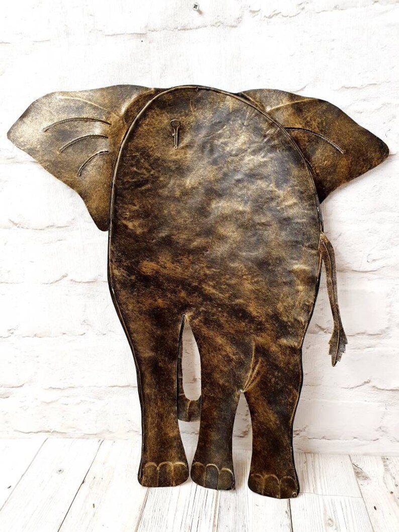 Elephant Painted Strong Metal Garden Wall Art Etsy