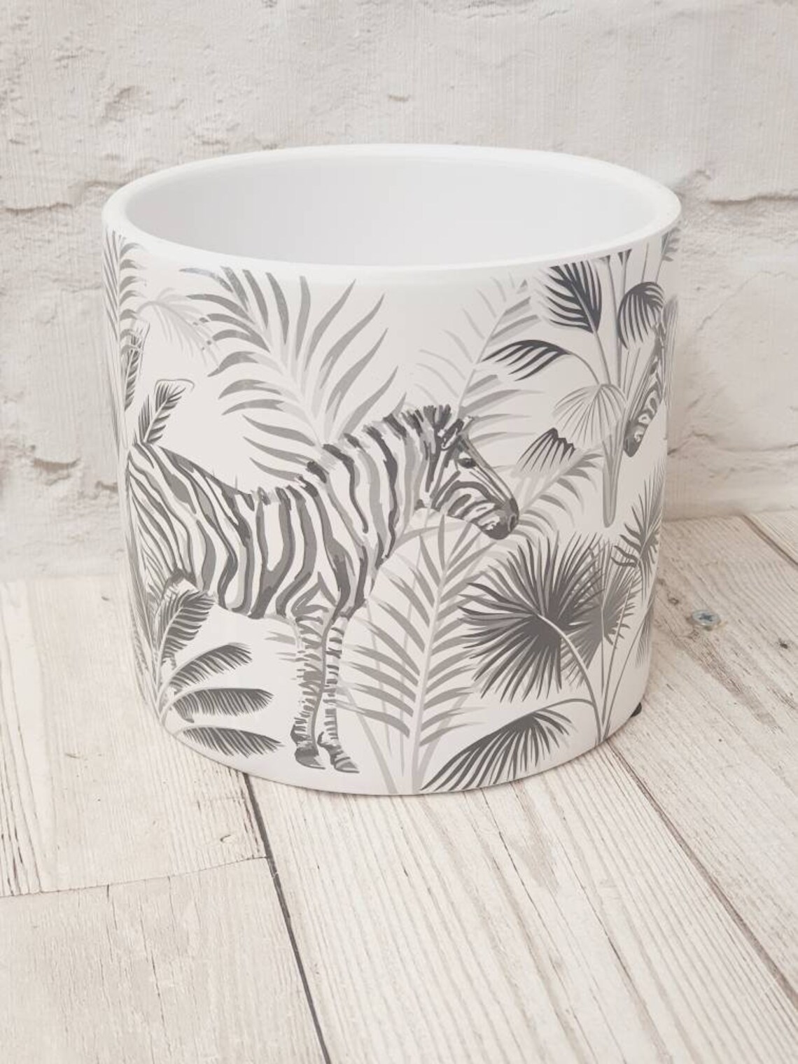Ceramic Zebra Pot Holder Planter Container Etsy