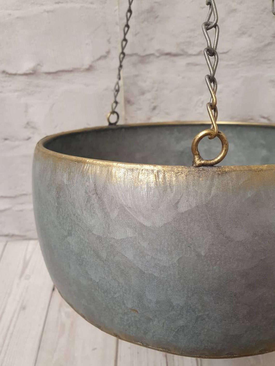 Zwei gestufte hängende Pflanzer Metall Korb Pflanze Blume Topf | Etsy