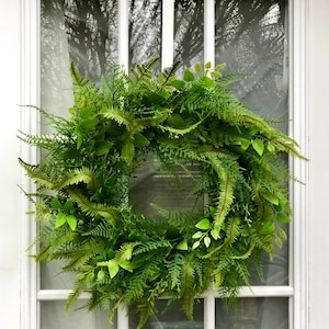 Fern Wreath: Spring and Summer Greenery, Front Door Decor; Mother’s Day and Housewarming Gifts