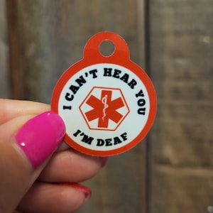 I am Deaf Medical Dog Name Tag Cat ID Name Tag for Dog Collar Pet ID Tag Customized Tag for Pets Cat Collar Tag Personalized Tag for Pets