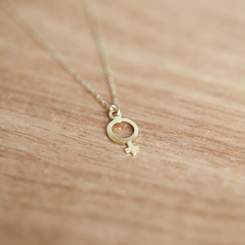 Tiny Female Symbol Pendant Venus Symbol Necklace Gold Etsy
