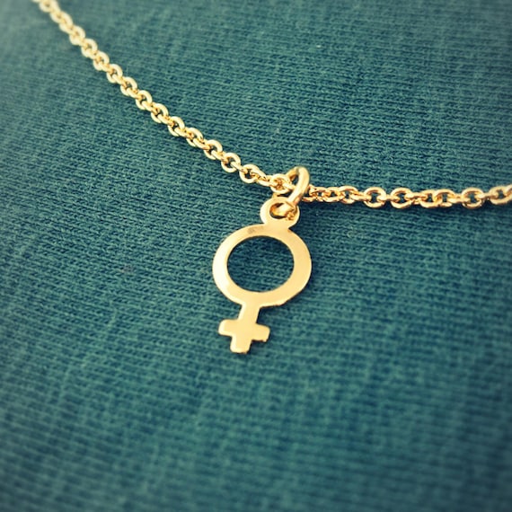 Tiny female symbol pendant - Venus symbol necklace - Gold female symbole necklace - Bridesmaid gift - Minimalist pendant - Gift for her