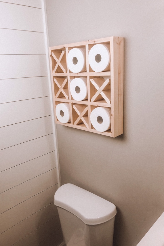 Tic Tac Toe- Toilet Paper Holder- Tic Tac Toe Wall Decor- Shelf