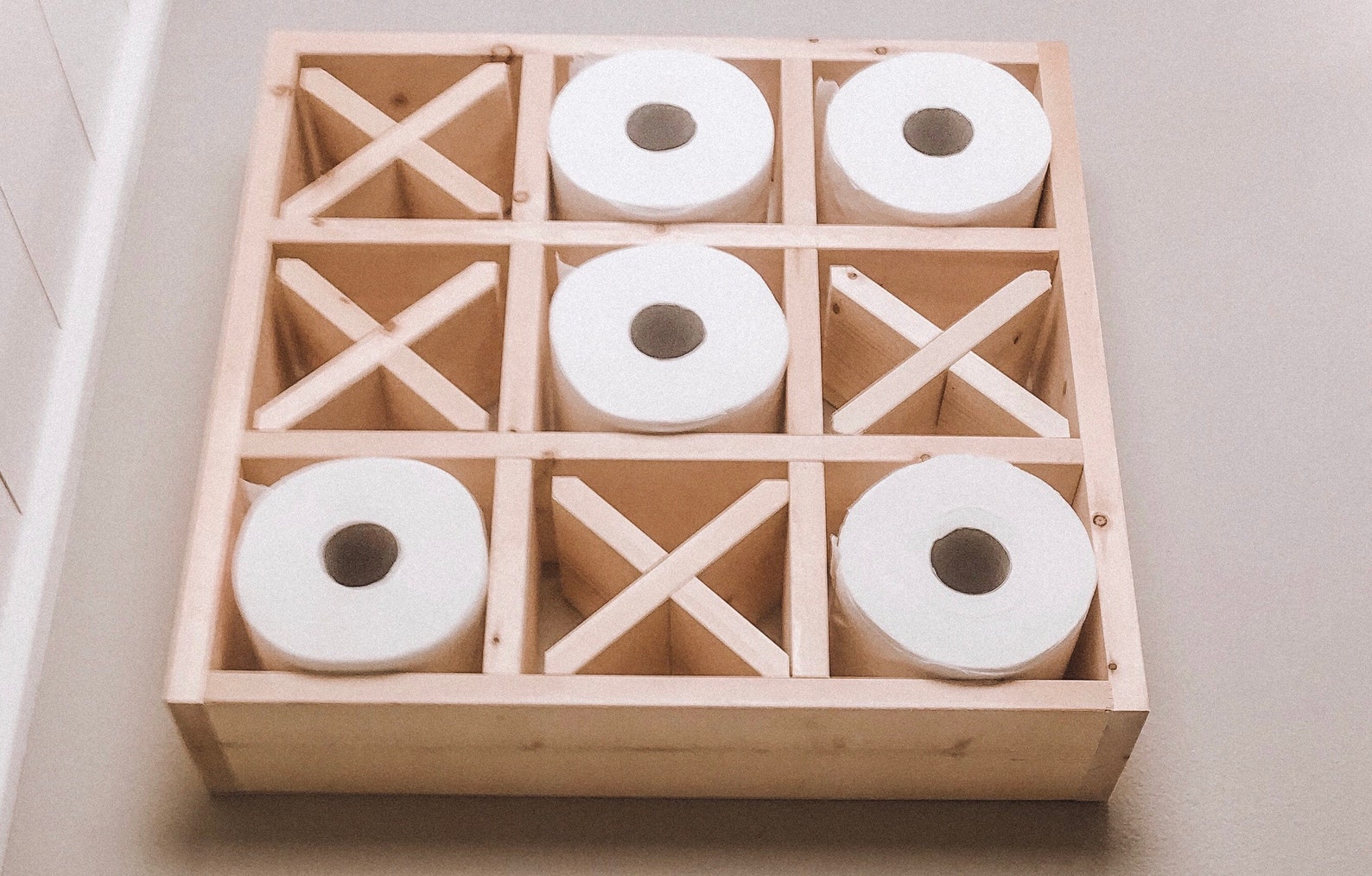 Tic Tac Toe Toilet Paper Holder Tic Tac Toe Wall Decor Etsy