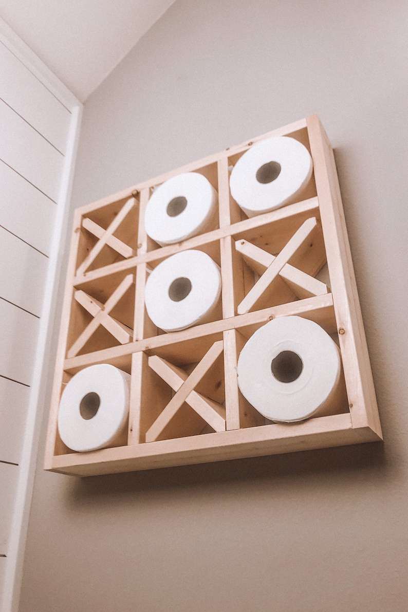 Tic Tac Toe Toilet Paper Holder Tic Tac Toe Wall Decor Etsy
