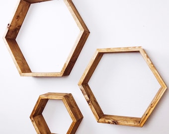 Honeycomb Shelves- Hexagon Shelf- Shelf- Dark Brown Shelf- Wood Shelf- Honeycomb- Hexagon