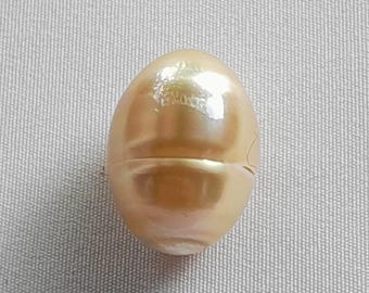 大きなゴールデン南洋真珠 - ルースバロック海水真珠 ハーフドリル