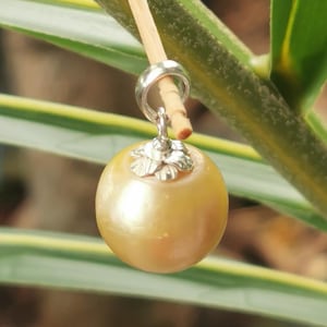 Golden South Sea Pearl Pendant: Sterling Silver Abstract Design